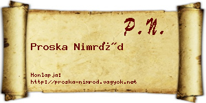 Proska Nimród névjegykártya
